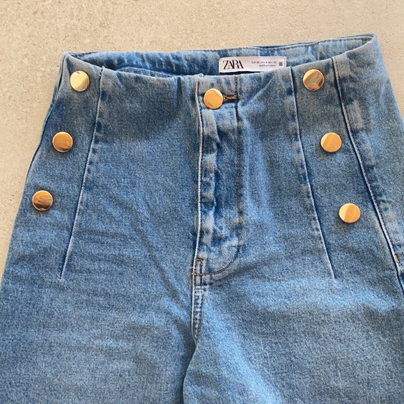 Zara wide leg jeans with gold buttons - Picture 6 of 7